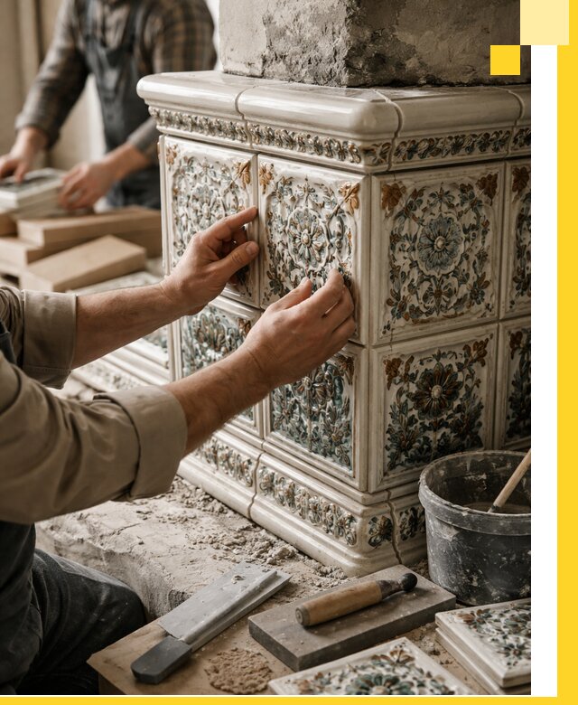 Изразцовые камины под ключ в Истре: проект и монтаж