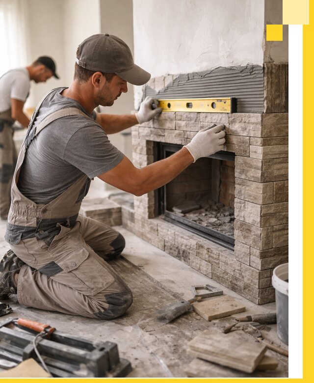 Облицовка каминов в Истре, монтаж и отделка натуральным камнем