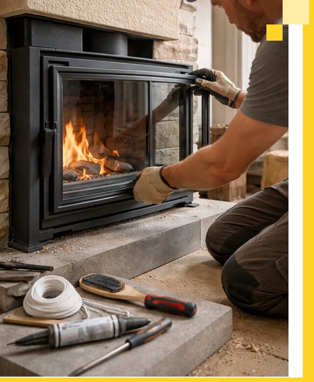 Производство, монтаж и доставка каминов со стеклом в Истре