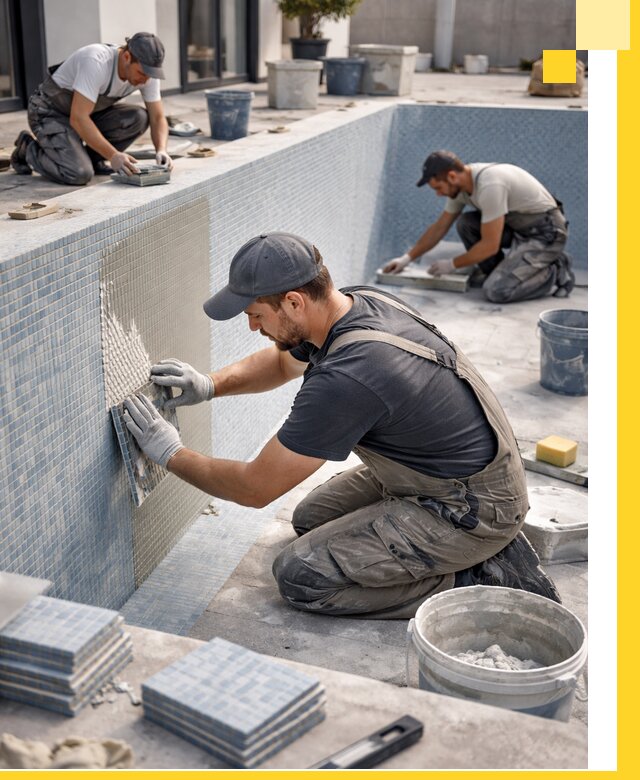 Облицовка бассейнов в Истре плитка мозаика гидроизоляция