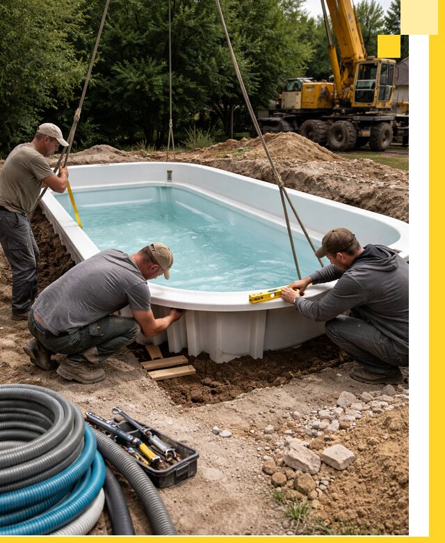 Установка и монтаж композитных бассейнов под ключ в Истре