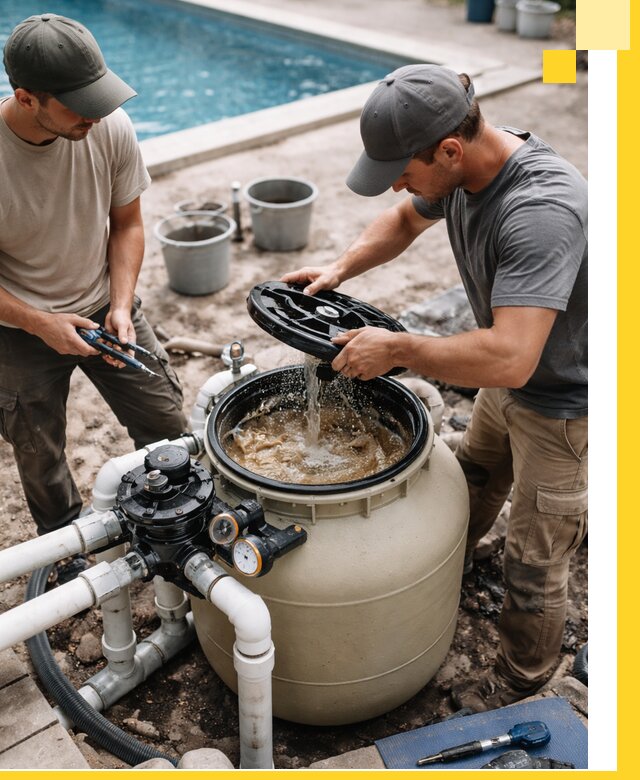 Установка и обслуживание песочных фильтров для бассейнов в Истре