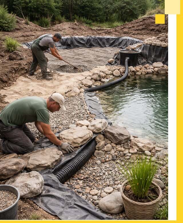 Строительство природных бассейнов и озер в Истре под ключ