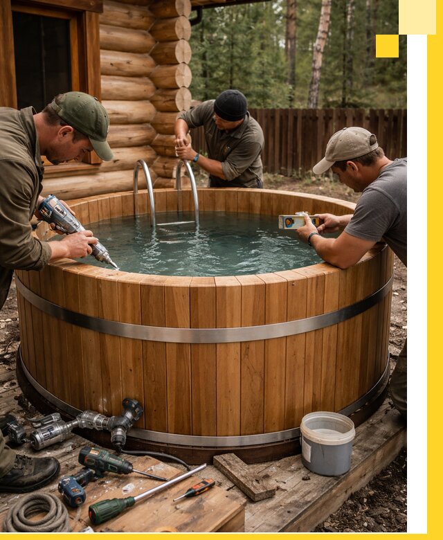 Строительство бань с купелью под ключ и отделкой в Истре