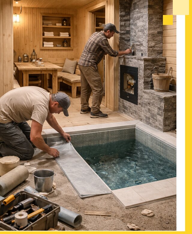 Строительство бань с комнатой отдыха под ключ в Истре