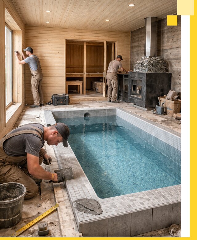 Проект бани с бассейном и сауной в Истре под ключ