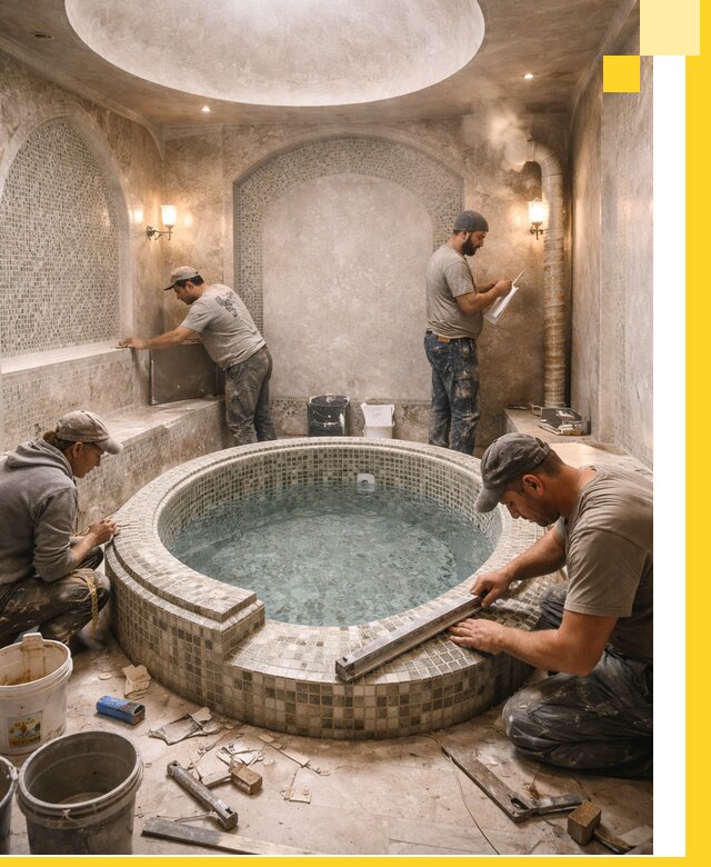 Профессиональное строительство хамама с бассейном в Истре под ключ