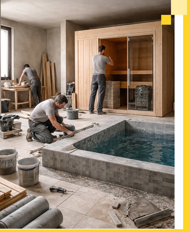 SPA зоны под ключ с бассейном сауной и печью в Истре